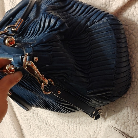 Coach Madison Rhodium (dark blue) gathered leather satchel 2012. EUC. Preloved - Picture 11 of 13